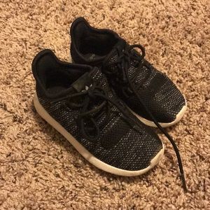 Black and white Adidas Toddler Sneakers.